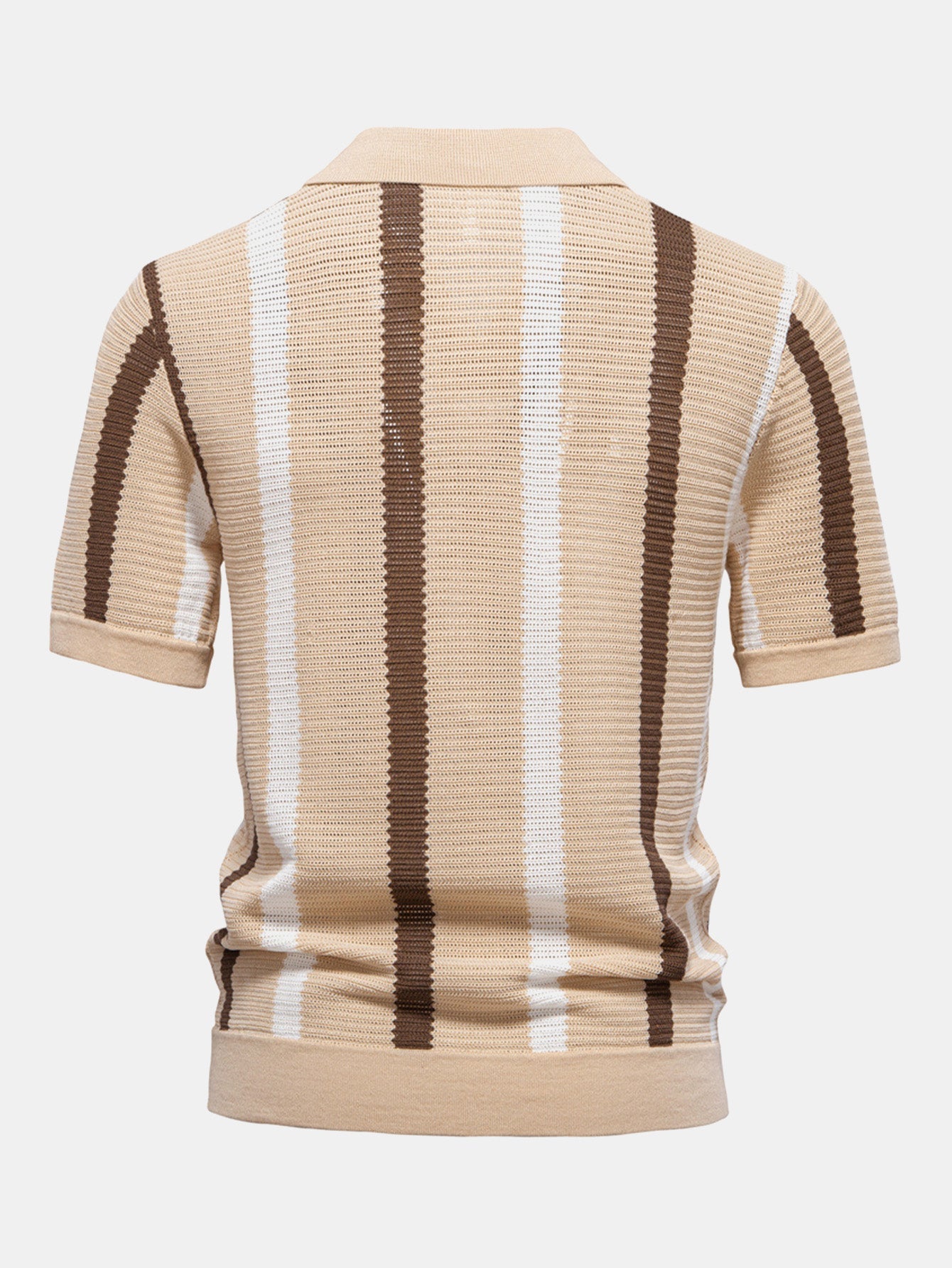 Polo en tricot rayé avec col en V & pantalon en lin