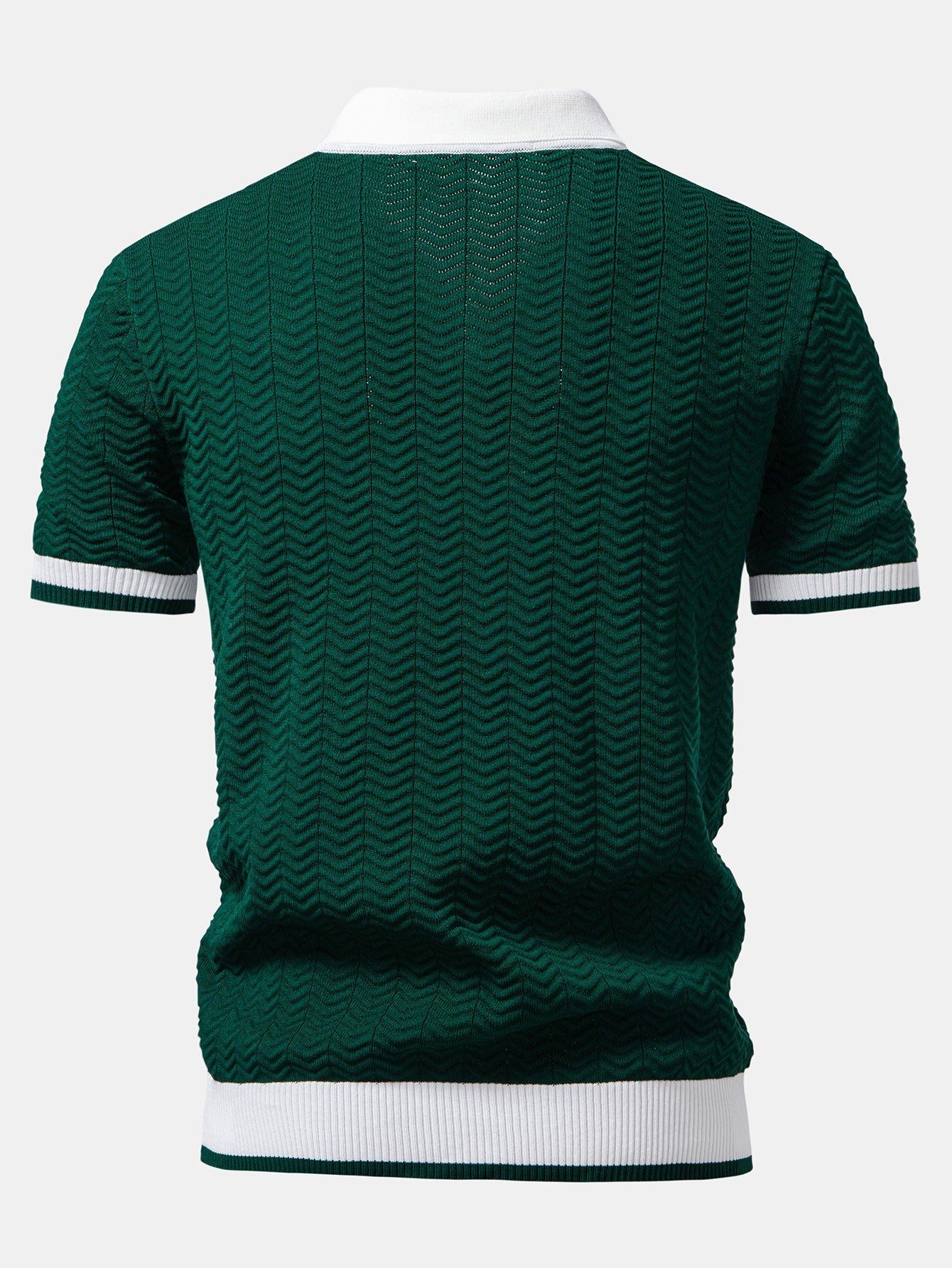 Polo en tricot avec contraste de texture et col en V & pantalon ajusté slim fit
