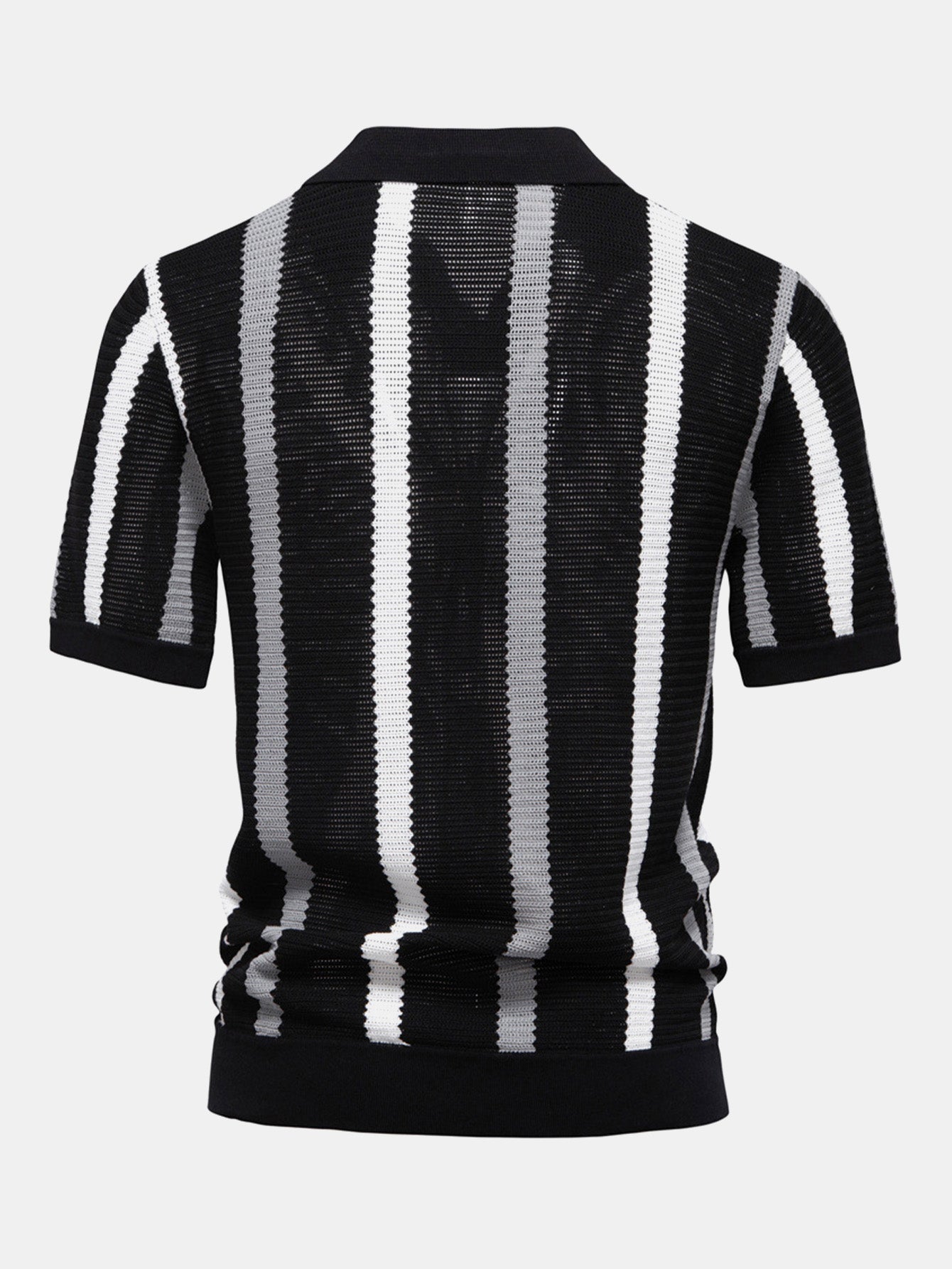 Polo en tricot rayé avec col en V & pantalon en lin