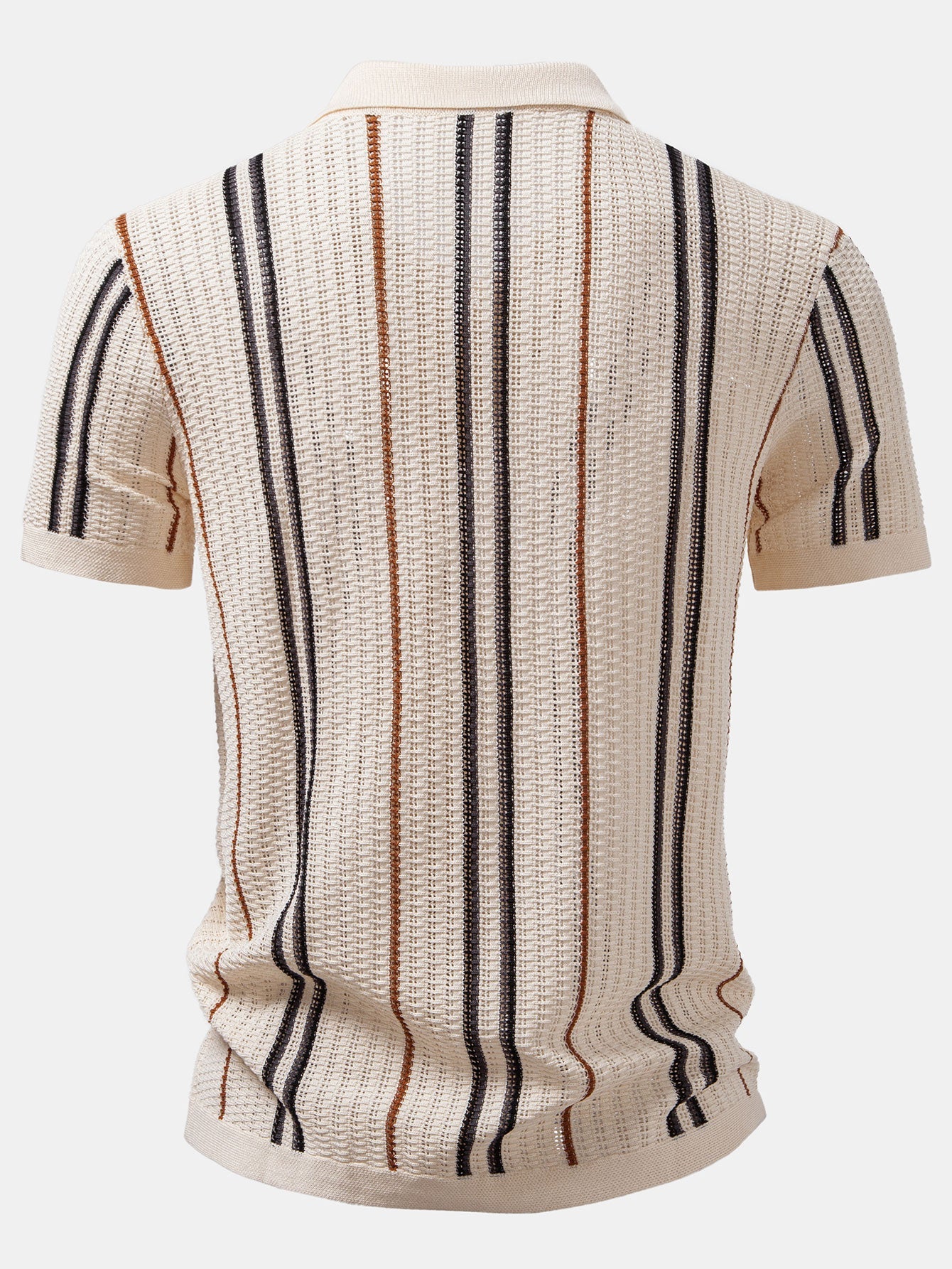 Chemise en crochet à boutons rayés & pantalon en lin