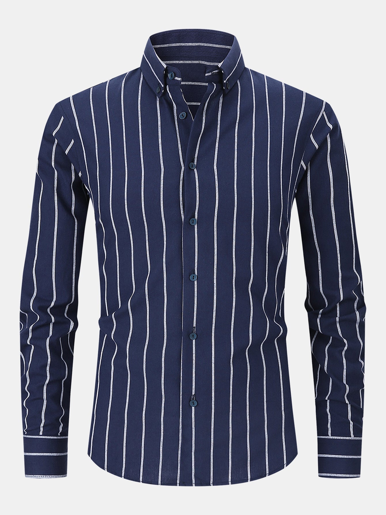 Chemise en coton rayée à boutons et pantalon en lin