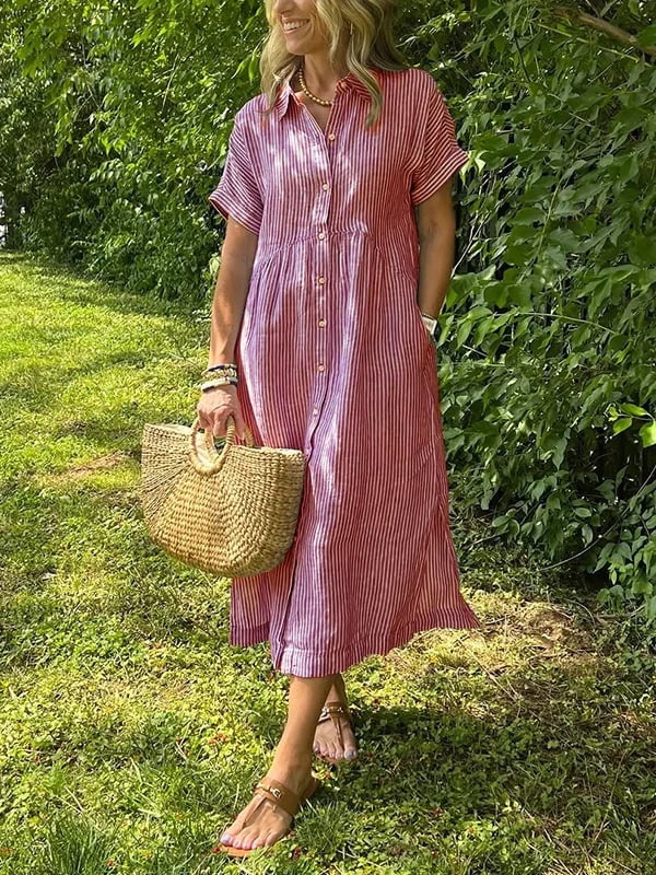 Kaloa™ | Robe chemise rayée avec poches