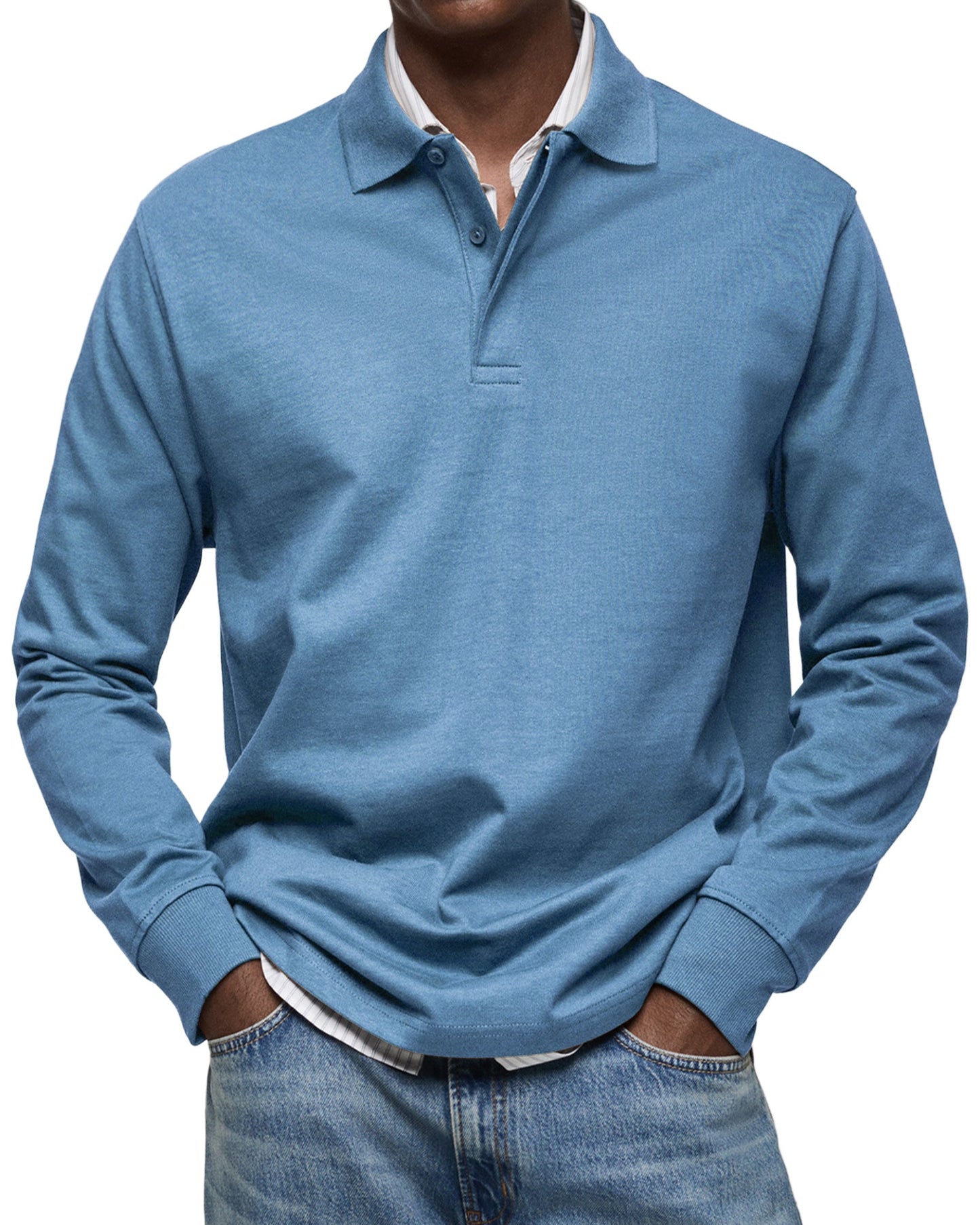 Chemise Poloshirt Casual à Manches Longues