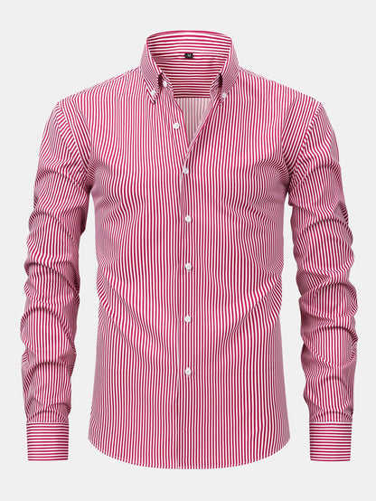 Chemise à rayures à manches longues et boutons & pantalon à taille élastique