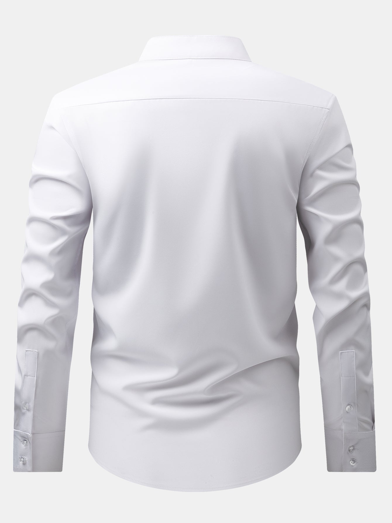 Chemise habillée à col montant et patte cachée anti-froissement