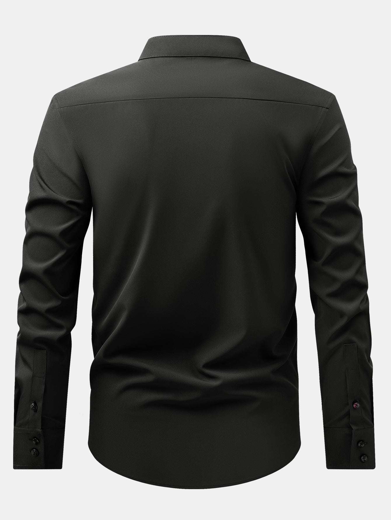 Chemise habillée à col montant et patte cachée anti-froissement