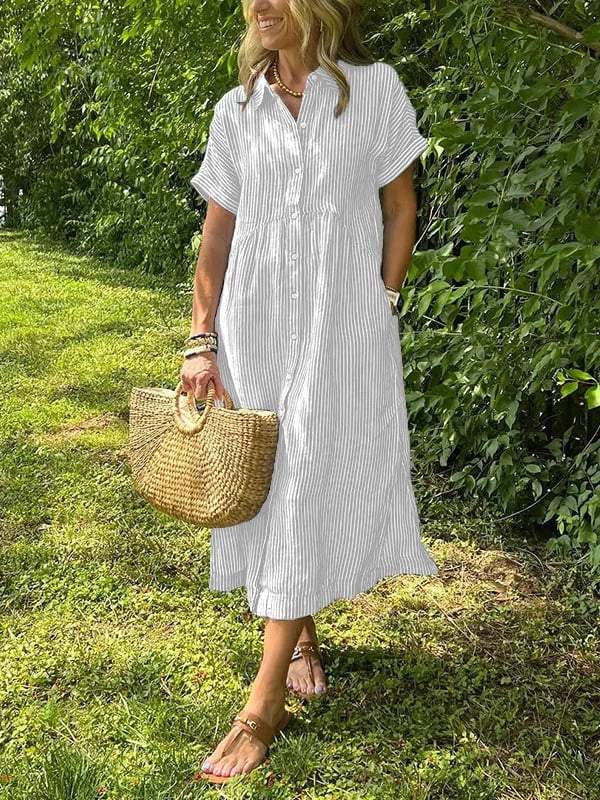 Kaloa™ | Robe chemise rayée avec poches
