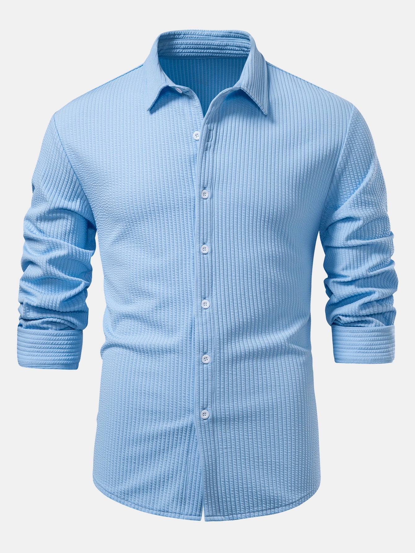 Chemise à manches longues coupe muscle côtelée avec boutons & pantalon côtelé
