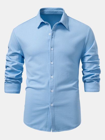 Chemise à manches longues coupe muscle côtelée avec boutons & pantalon côtelé