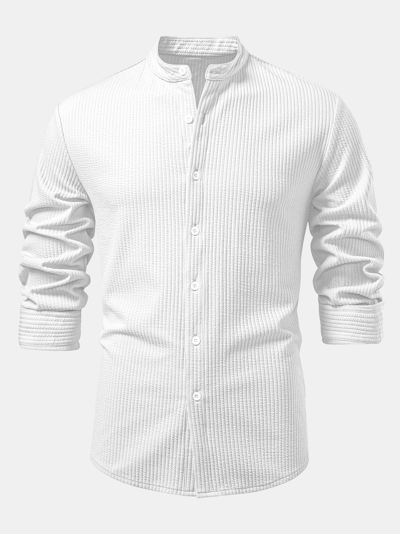 Chemise à manches longues coupe muscle côtelée à col montant & pantalon côtelé