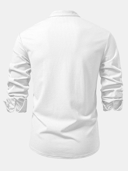 Chemise à manches longues coupe muscle côtelée à col montant & pantalon côtelé