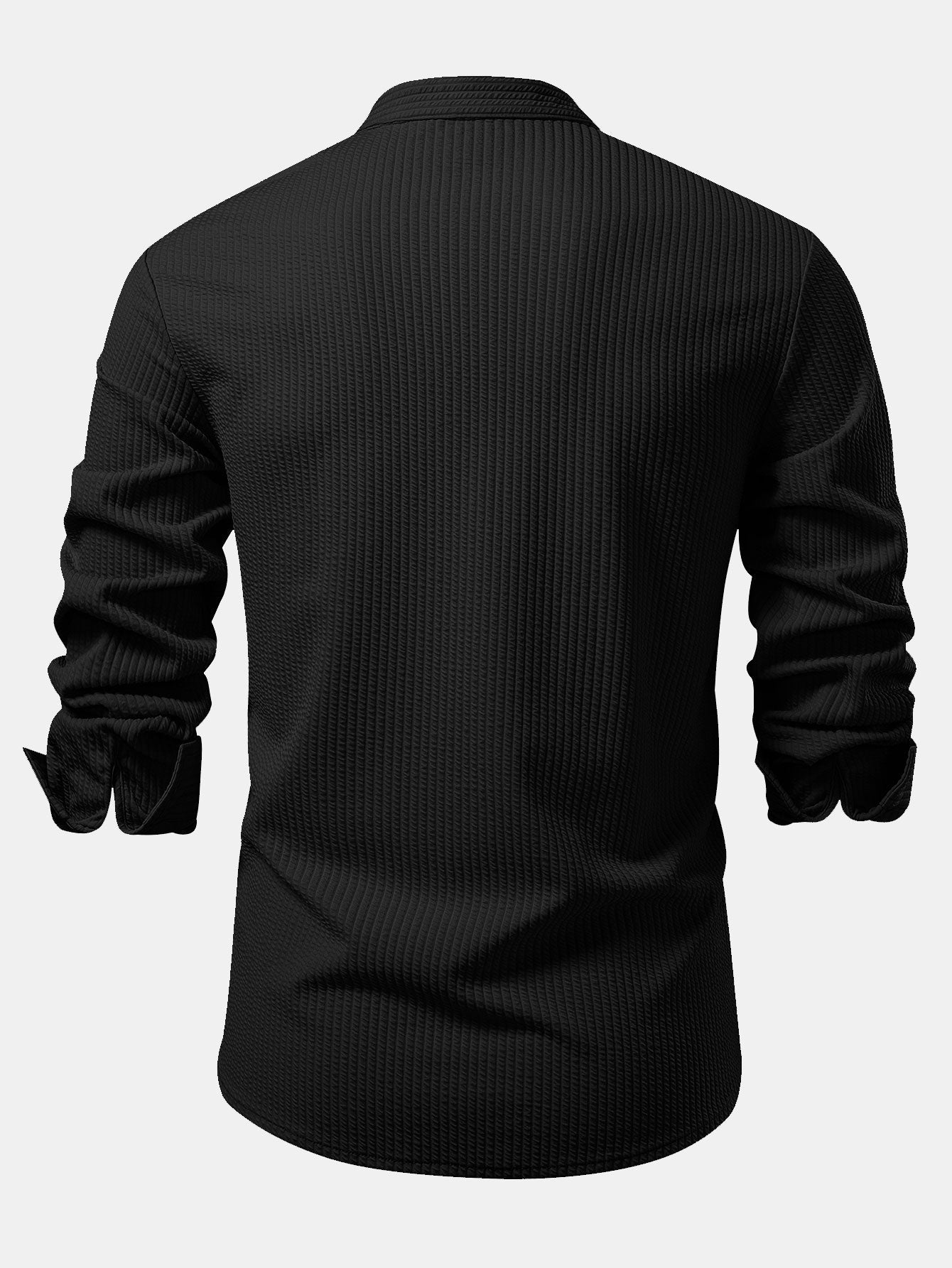 Chemise à manches longues coupe muscle côtelée à col montant & pantalon côtelé