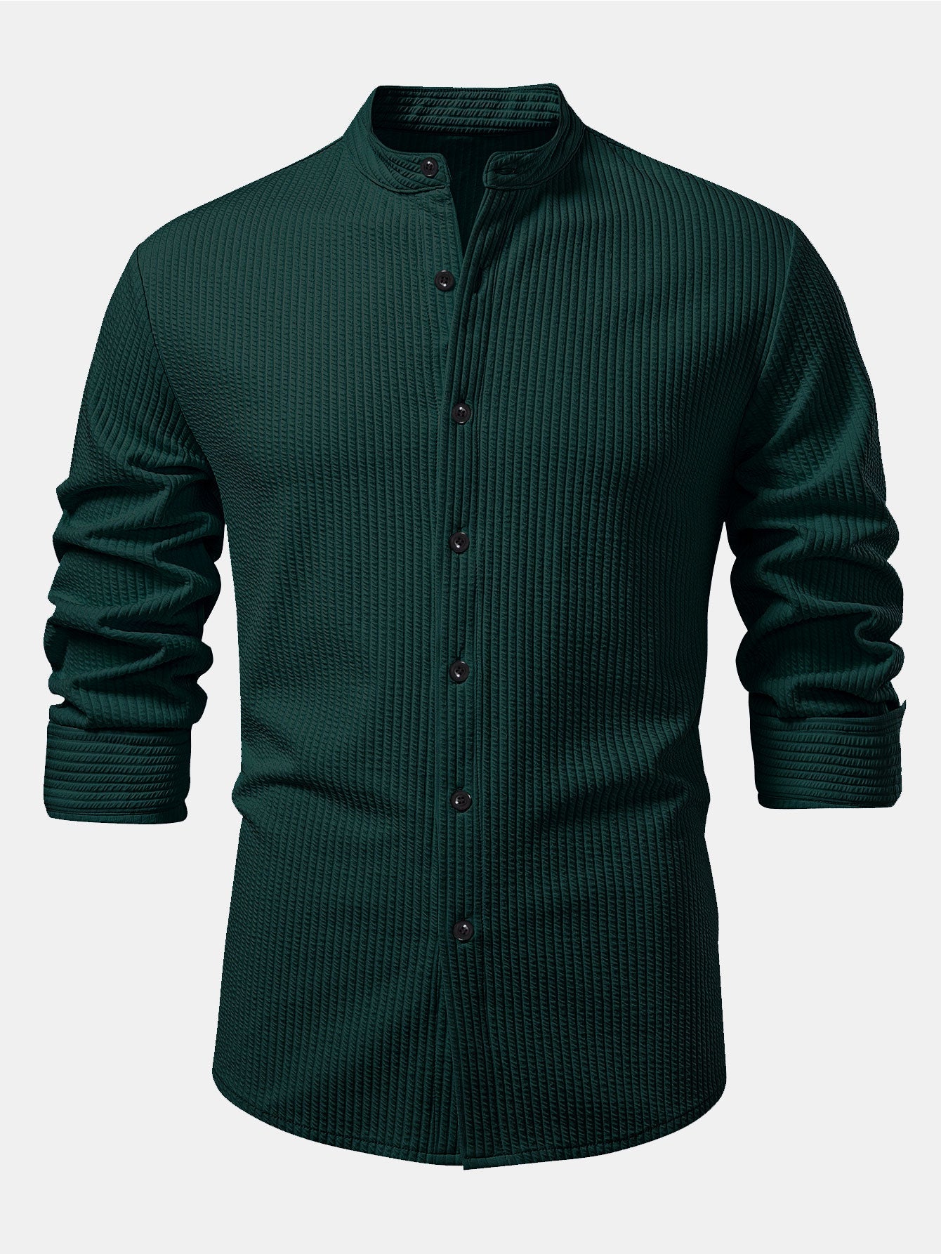 Chemise à manches longues coupe muscle côtelée à col montant & pantalon côtelé