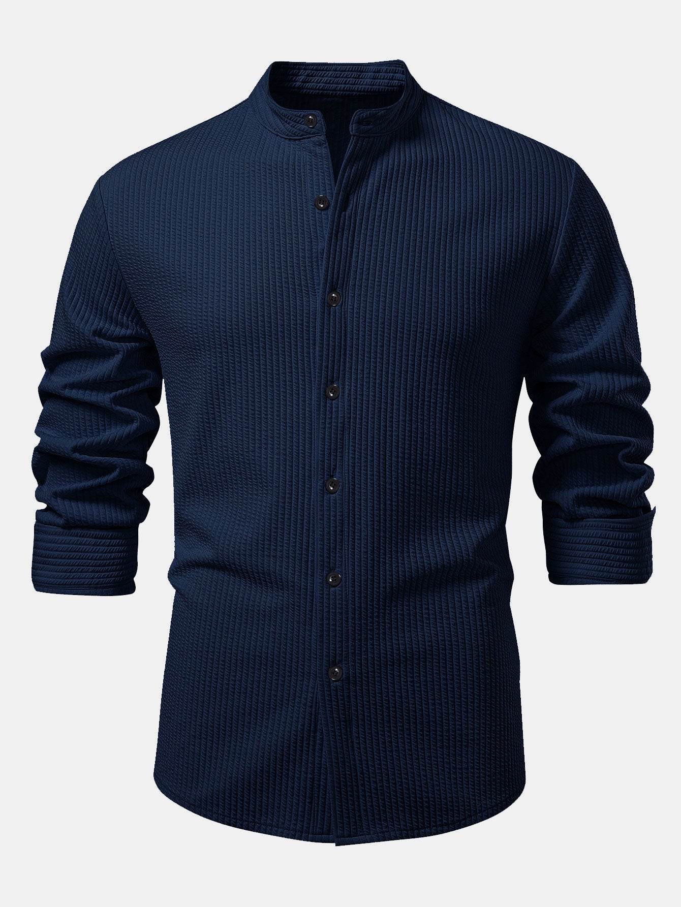 Chemise à manches longues coupe muscle côtelée à col montant & pantalon côtelé