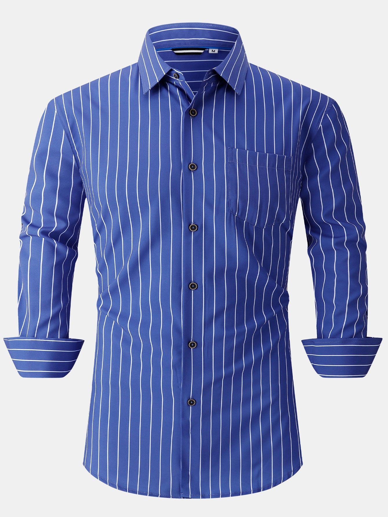 Chemise à rayures à manches longues avec poche et boutons