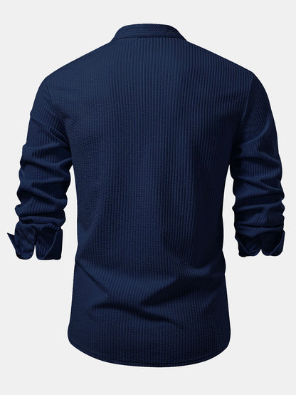 Chemise à manches longues coupe muscle côtelée à col montant & pantalon côtelé