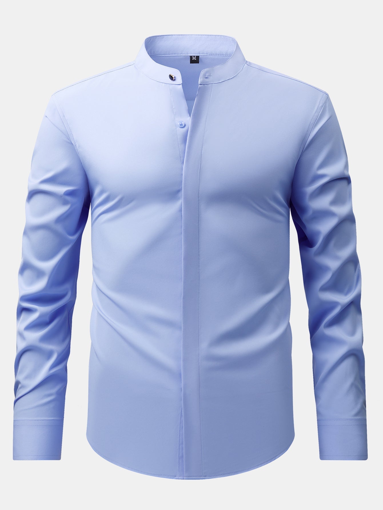 Chemise habillée à col montant et patte cachée anti-froissement