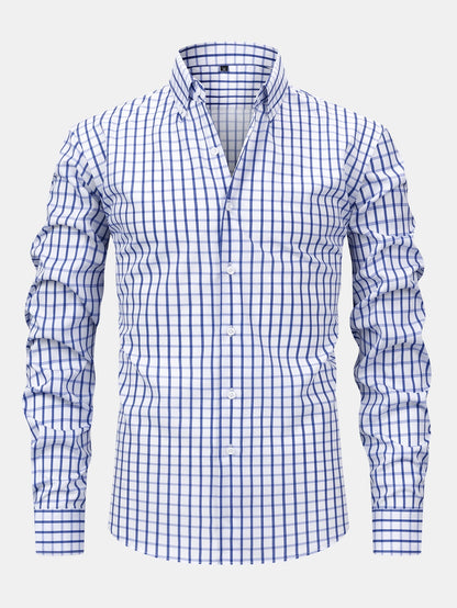 Chemise à carreaux à boutons et à manches longues