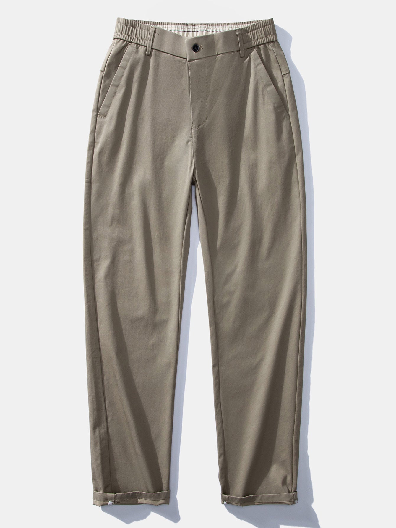 Elastic Waist Straight Leg Trousers