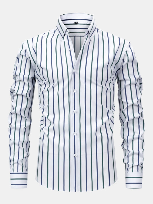 Chemise rayée à boutons et à manches longues
