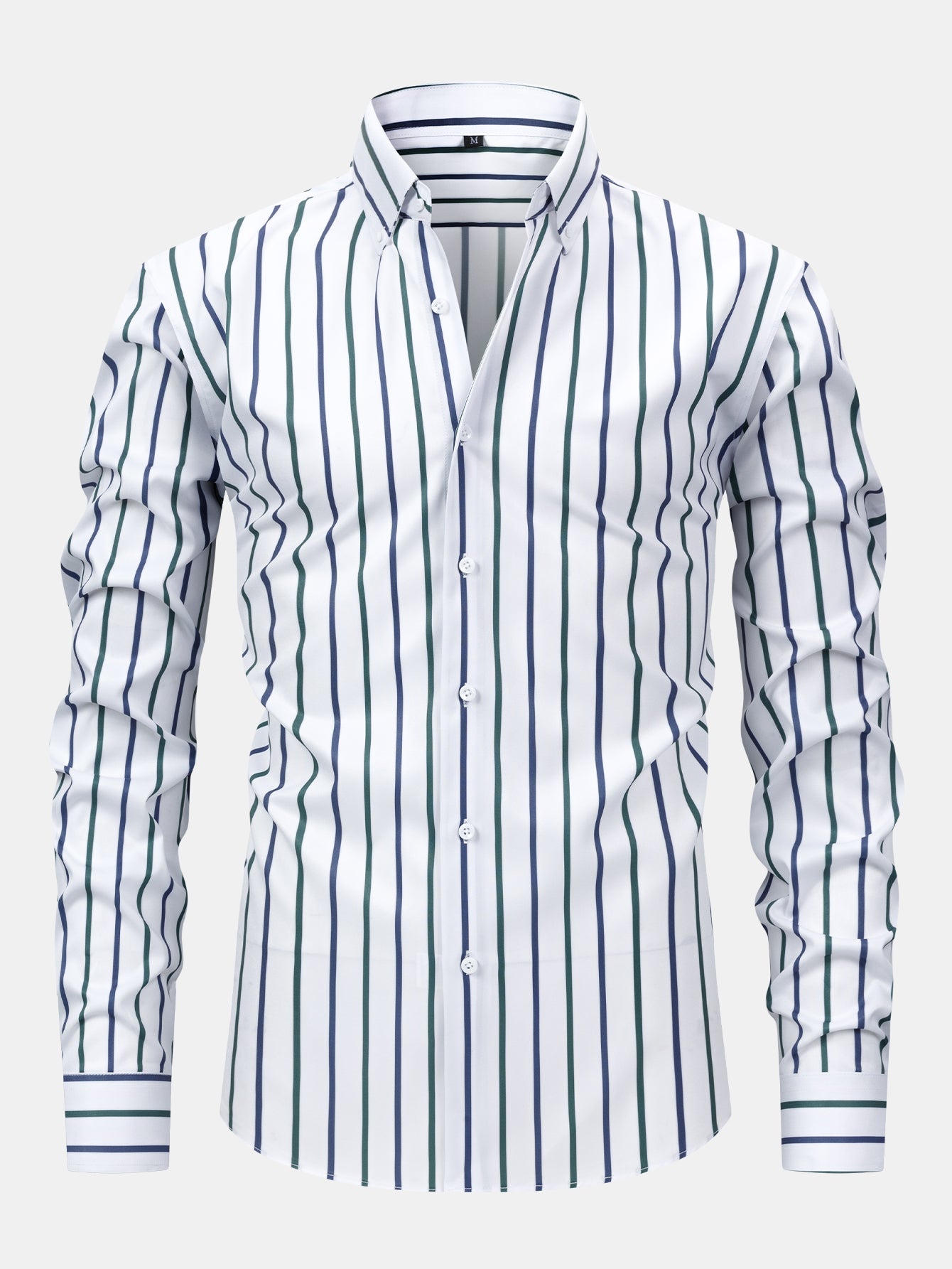 Chemise rayée à manches longues avec boutons et pantalon slim fit fuselé