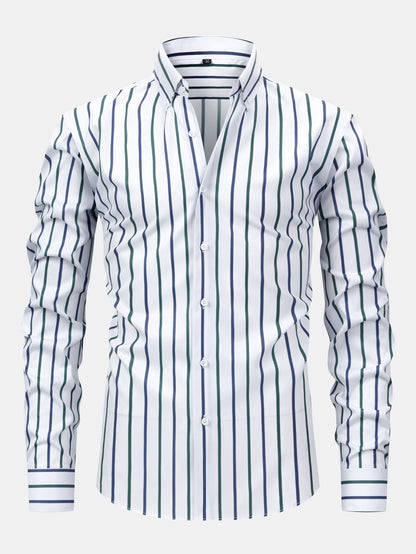 Chemise rayée à manches longues avec boutons et pantalon slim fit fuselé