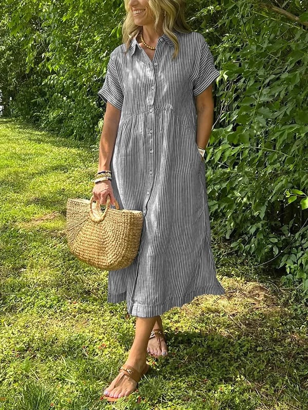 Kaloa™ | Robe chemise rayée avec poches