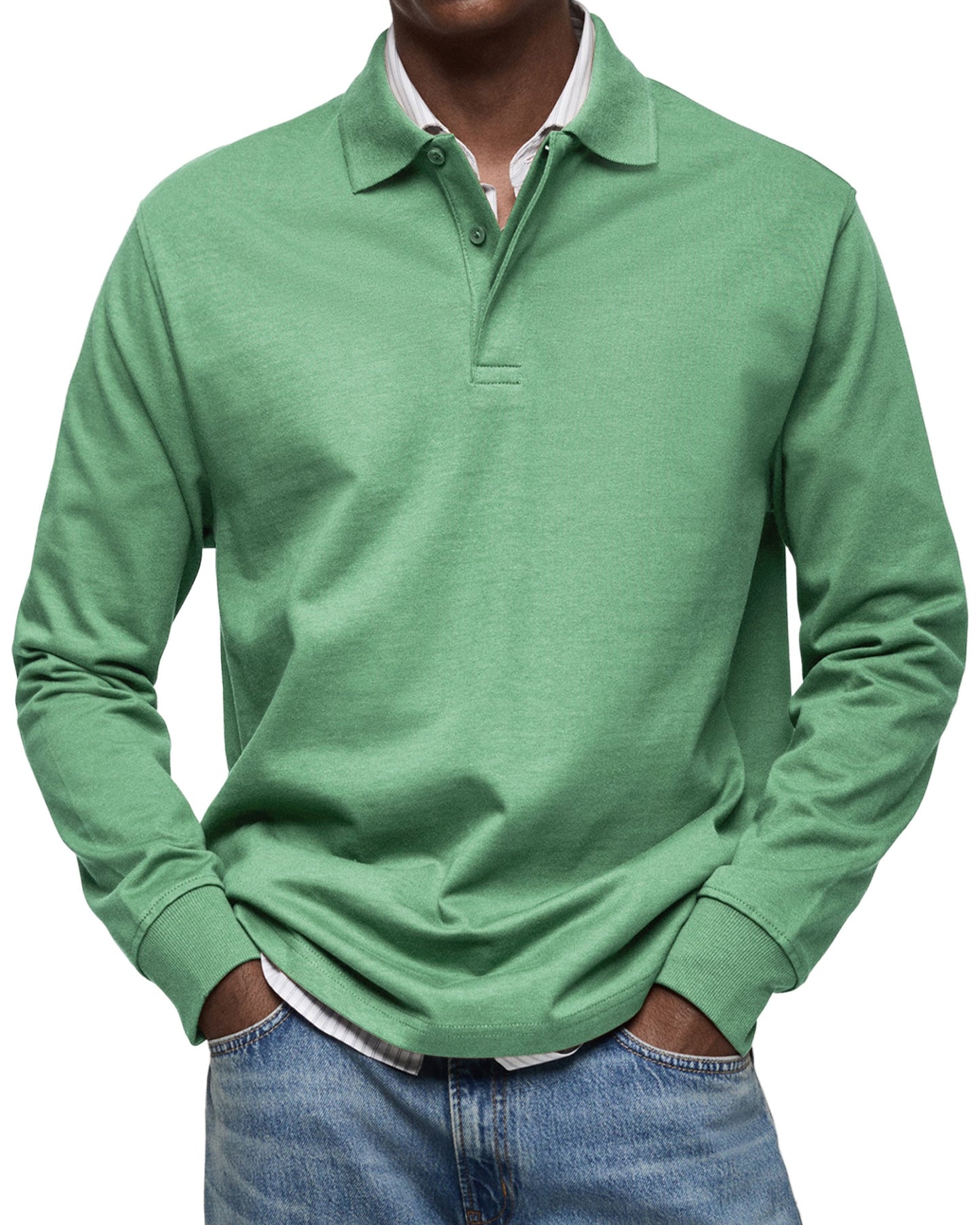 Chemise Poloshirt Casual à Manches Longues