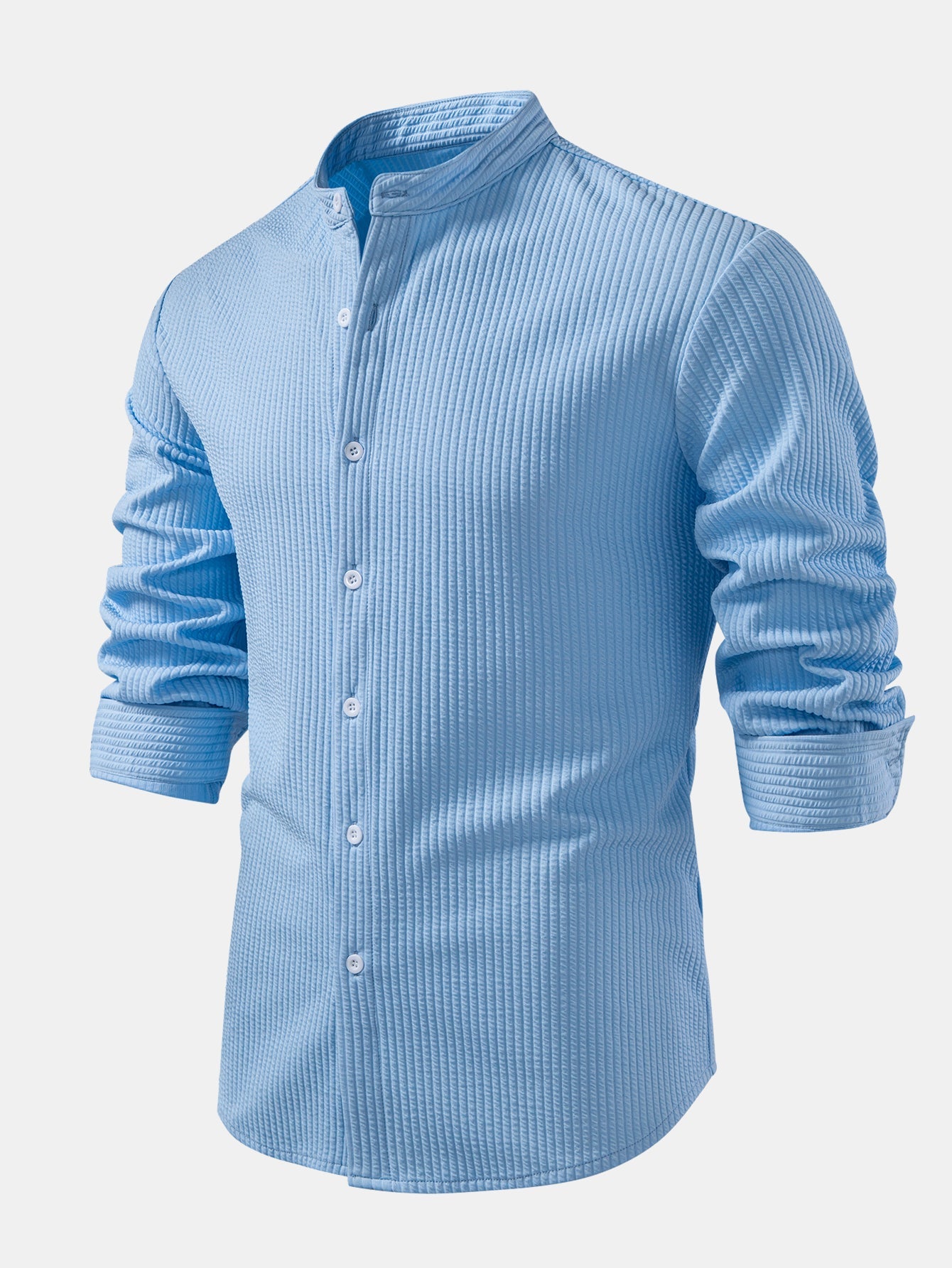 Chemise à manches longues coupe muscle côtelée à col montant & pantalon côtelé