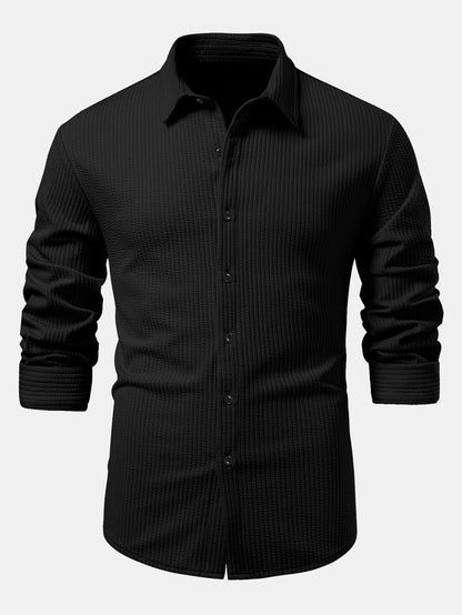 Chemise à manches longues coupe muscle côtelée avec boutons & pantalon côtelé