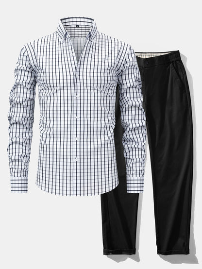 Chemise à carreaux à manches longues et boutons & pantalon