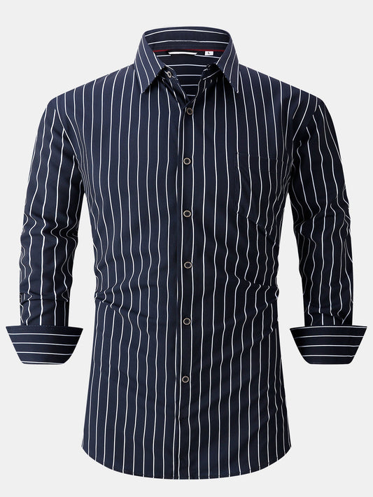 Chemise à rayures à manches longues avec poche et boutons