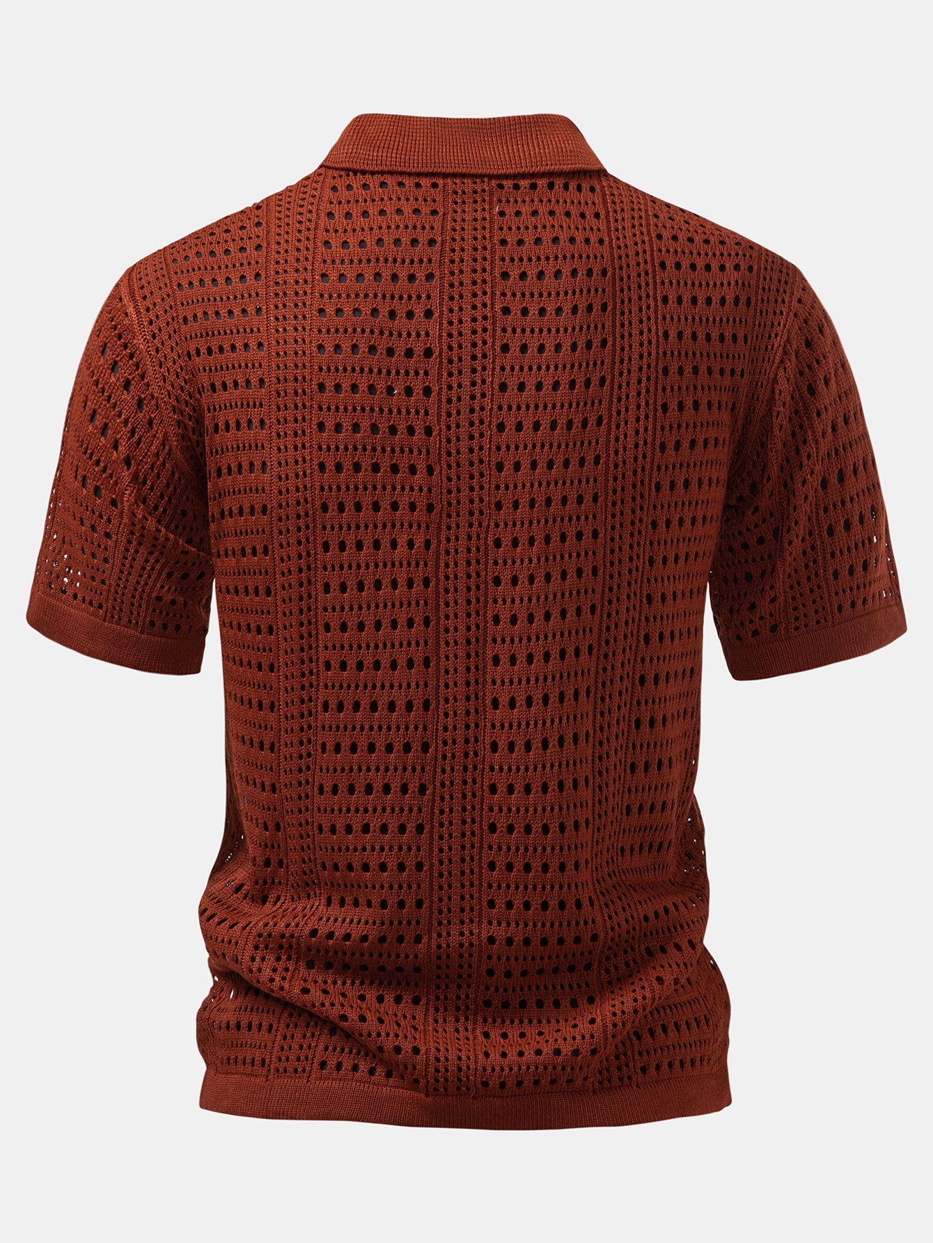 Polo en crochet avec col en V & pantalon en lin à jambes droites