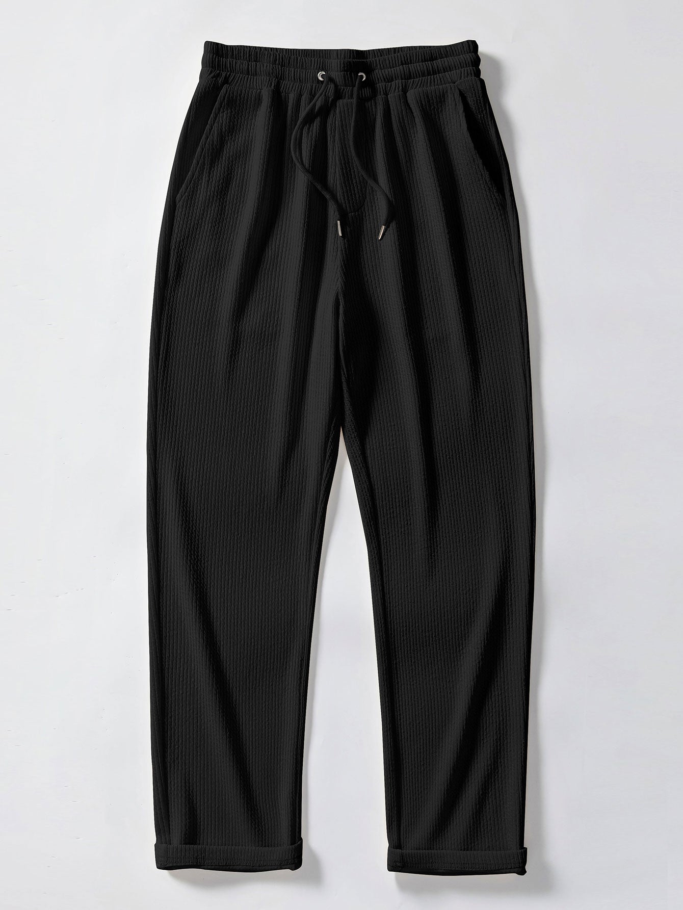 Chemise à manches longues coupe muscle côtelée à col montant & pantalon côtelé