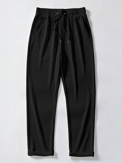 Chemise à manches longues coupe muscle côtelée à col montant & pantalon côtelé