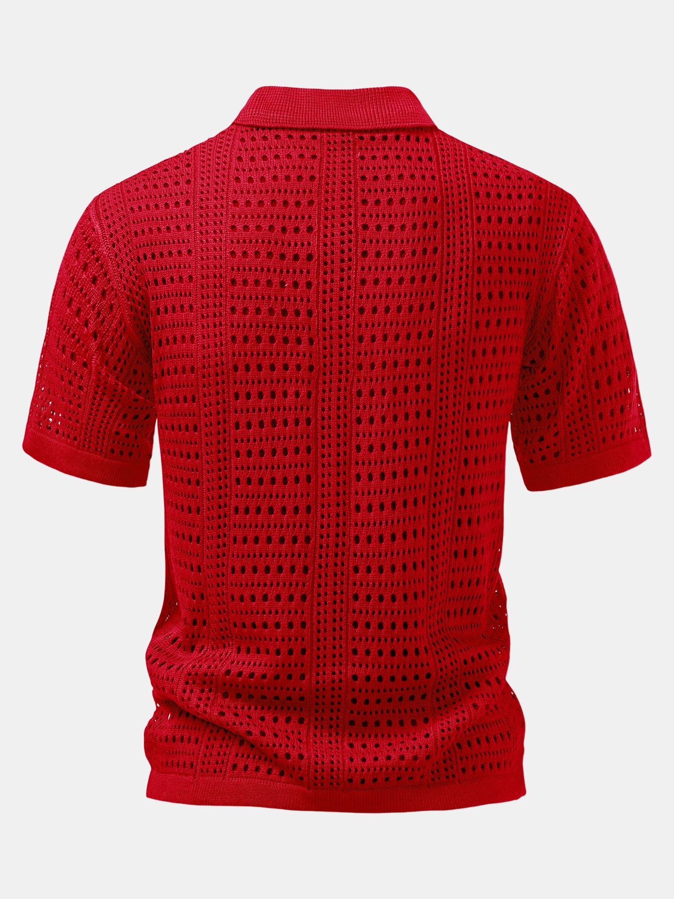 Polo en crochet avec col en V & pantalon en lin à jambes droites