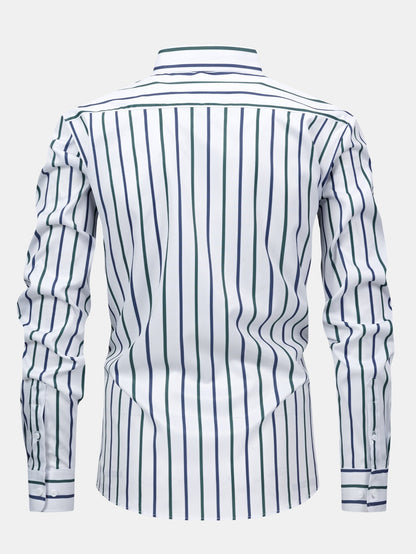 Chemise rayée à manches longues avec boutons et pantalon slim fit fuselé