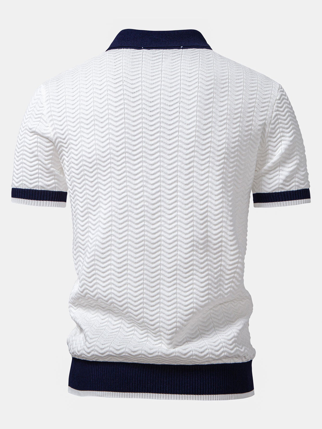 Polo en tricot avec contraste de texture et col en V & pantalon ajusté slim fit