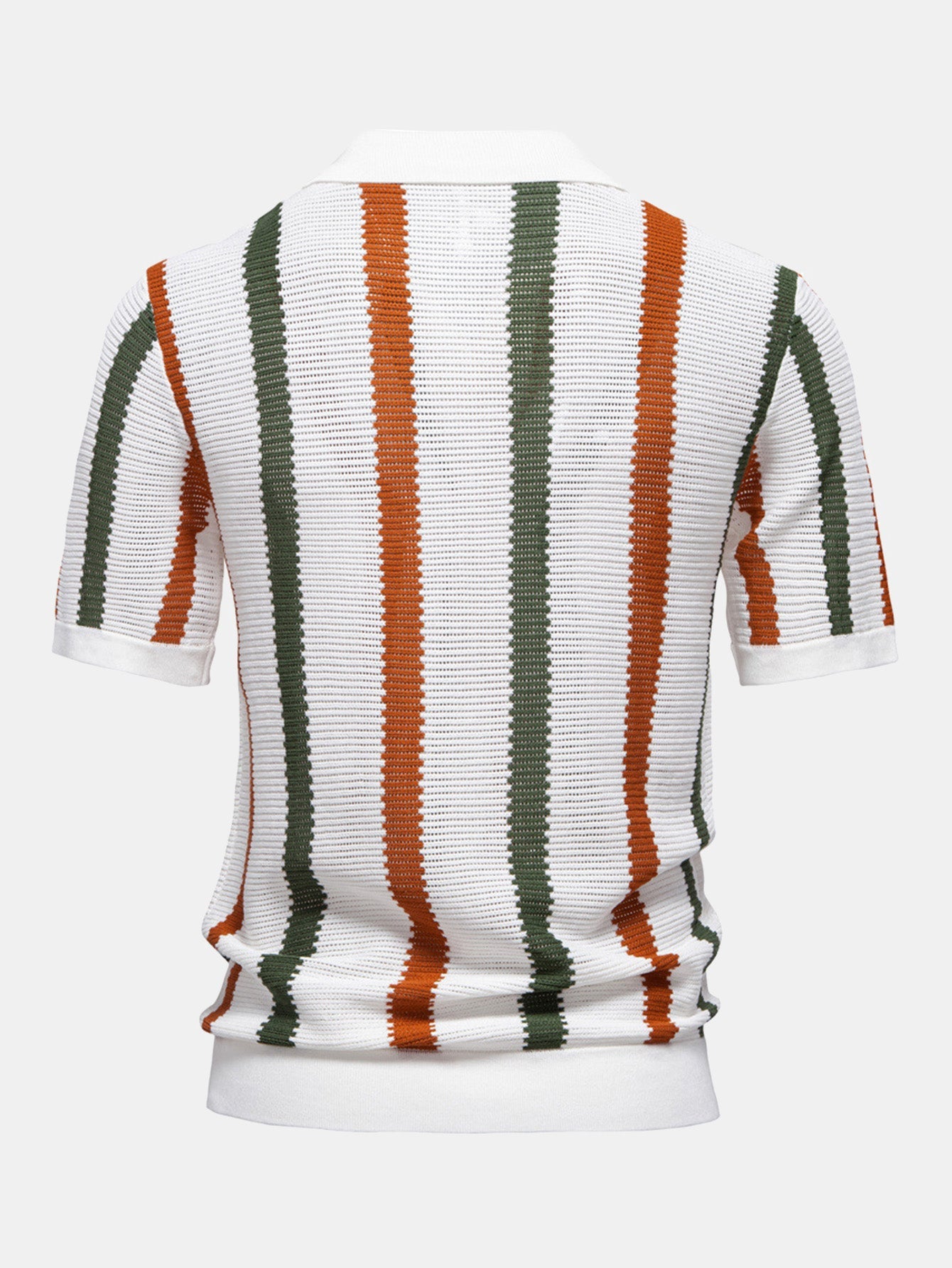 Polo en tricot rayé avec col en V & pantalon en lin