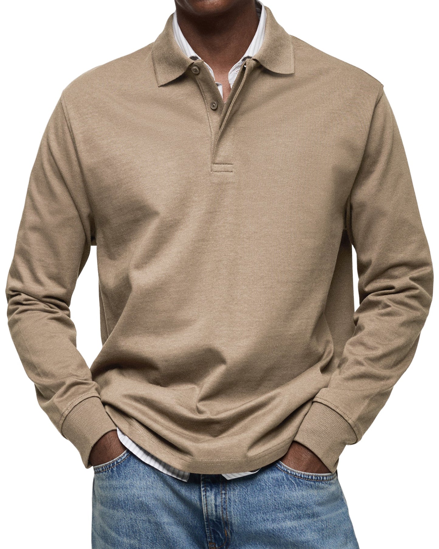 Chemise Poloshirt Casual à Manches Longues