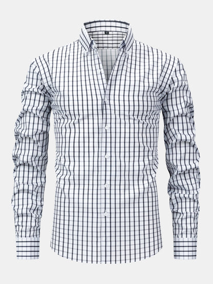 Chemise à carreaux à boutons et à manches longues