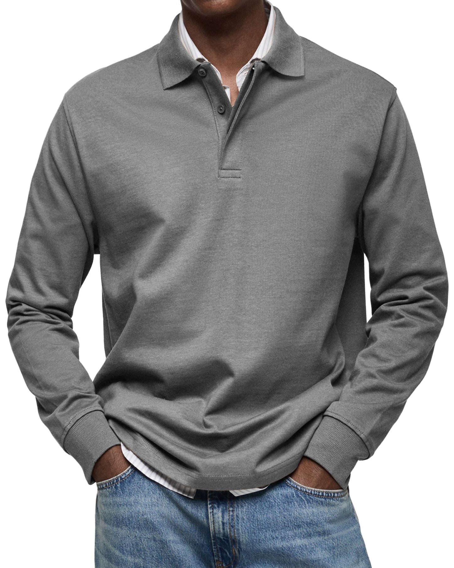 Chemise Poloshirt Casual à Manches Longues