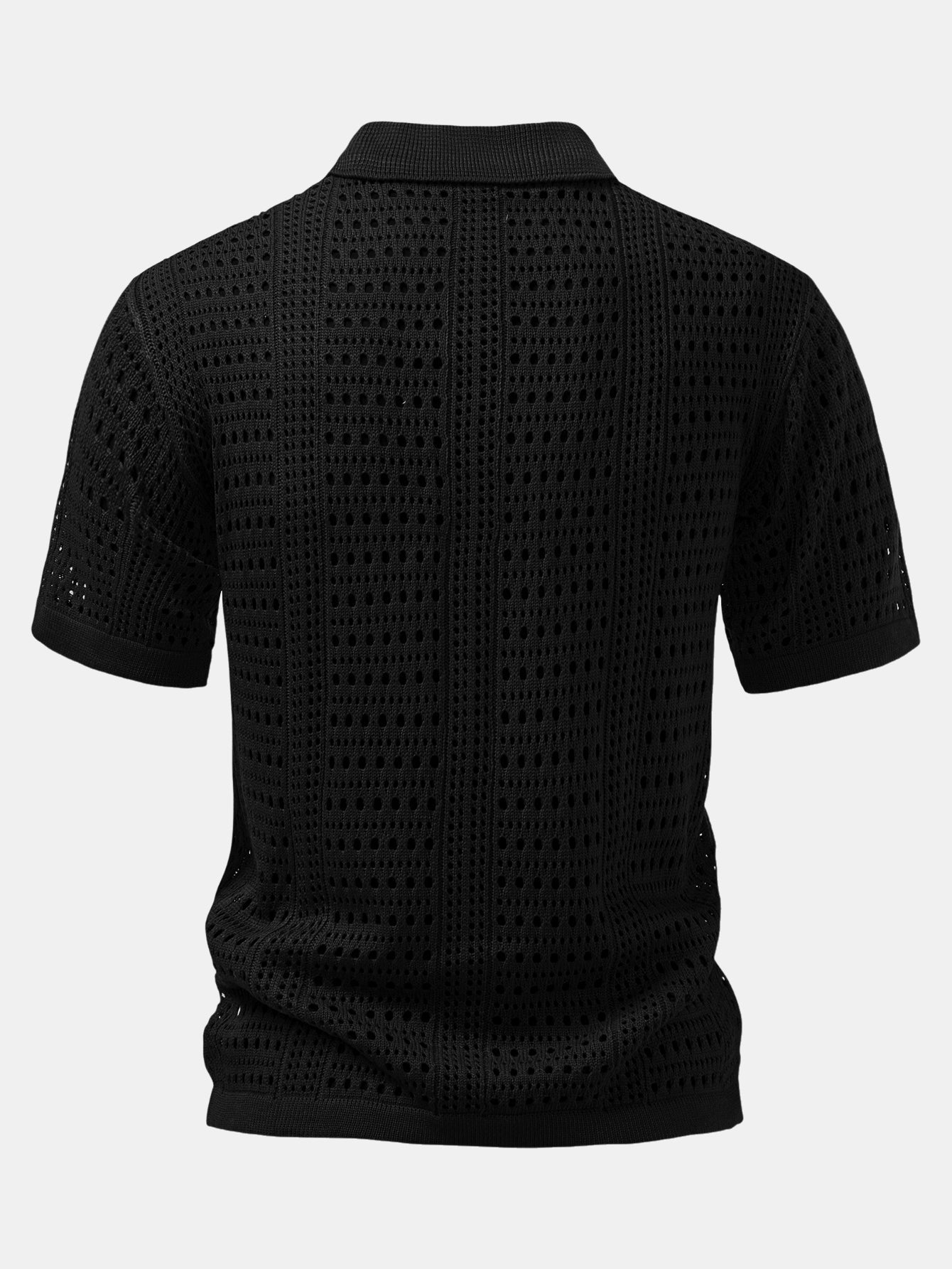 Polo en crochet avec col en V & pantalon en lin à jambes droites