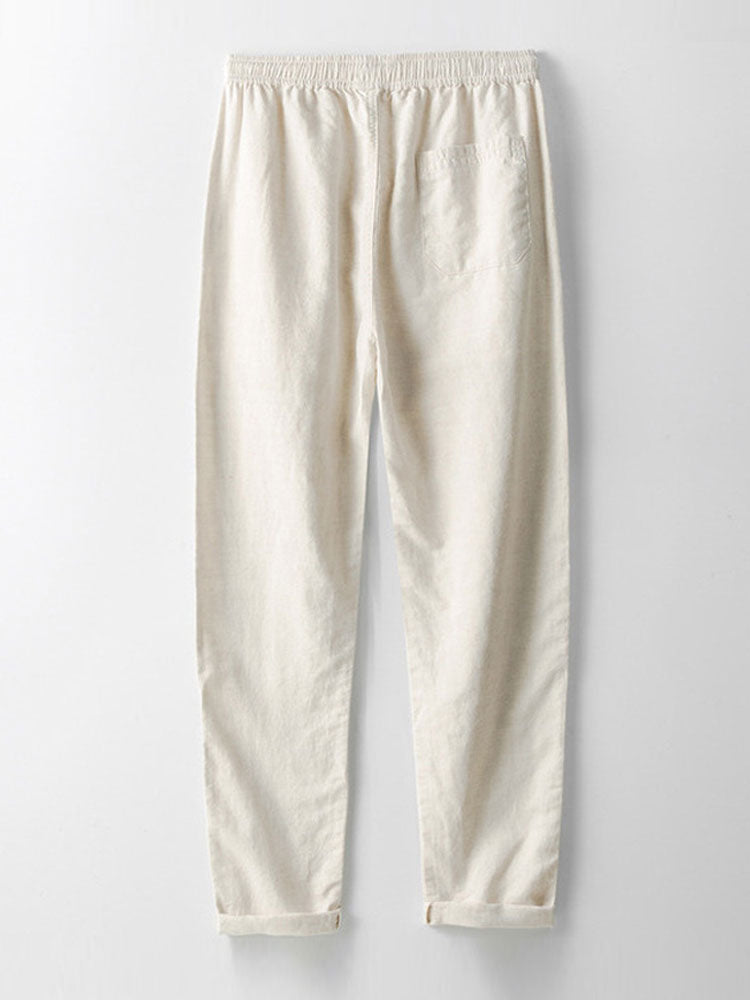 Chemise en coton rayée à boutons et pantalon en lin