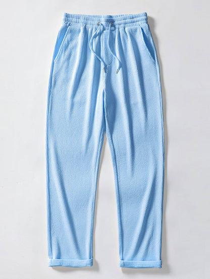 Chemise à manches longues coupe muscle côtelée à col montant & pantalon côtelé