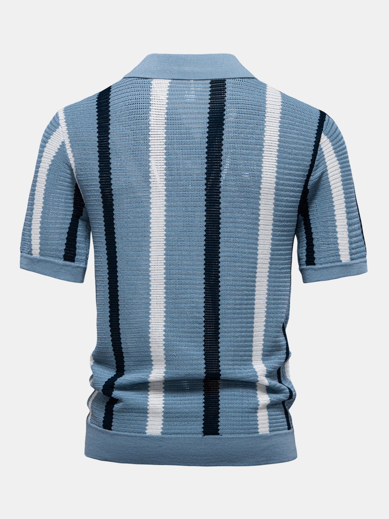 Polo en tricot rayé avec col en V & pantalon en lin