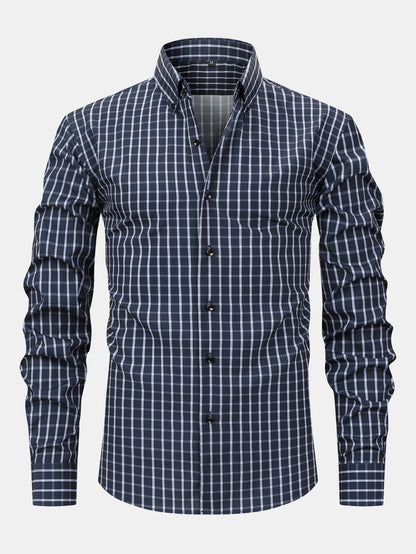 Chemise à carreaux à boutons et à manches longues
