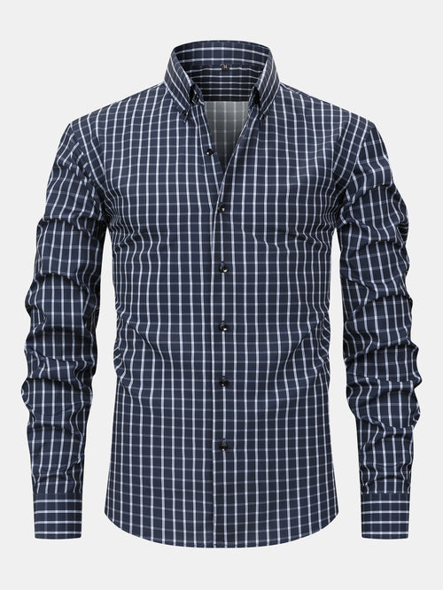 Chemise à carreaux à boutons et à manches longues