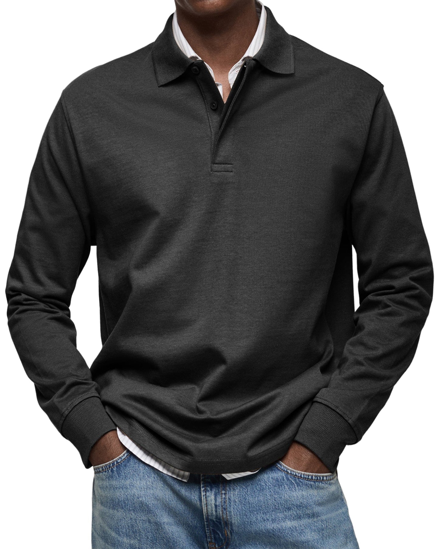 Chemise Poloshirt Casual à Manches Longues