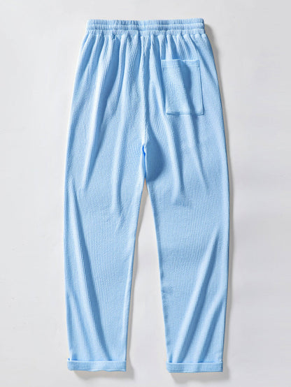 Chemise à manches longues coupe muscle côtelée à col montant & pantalon côtelé